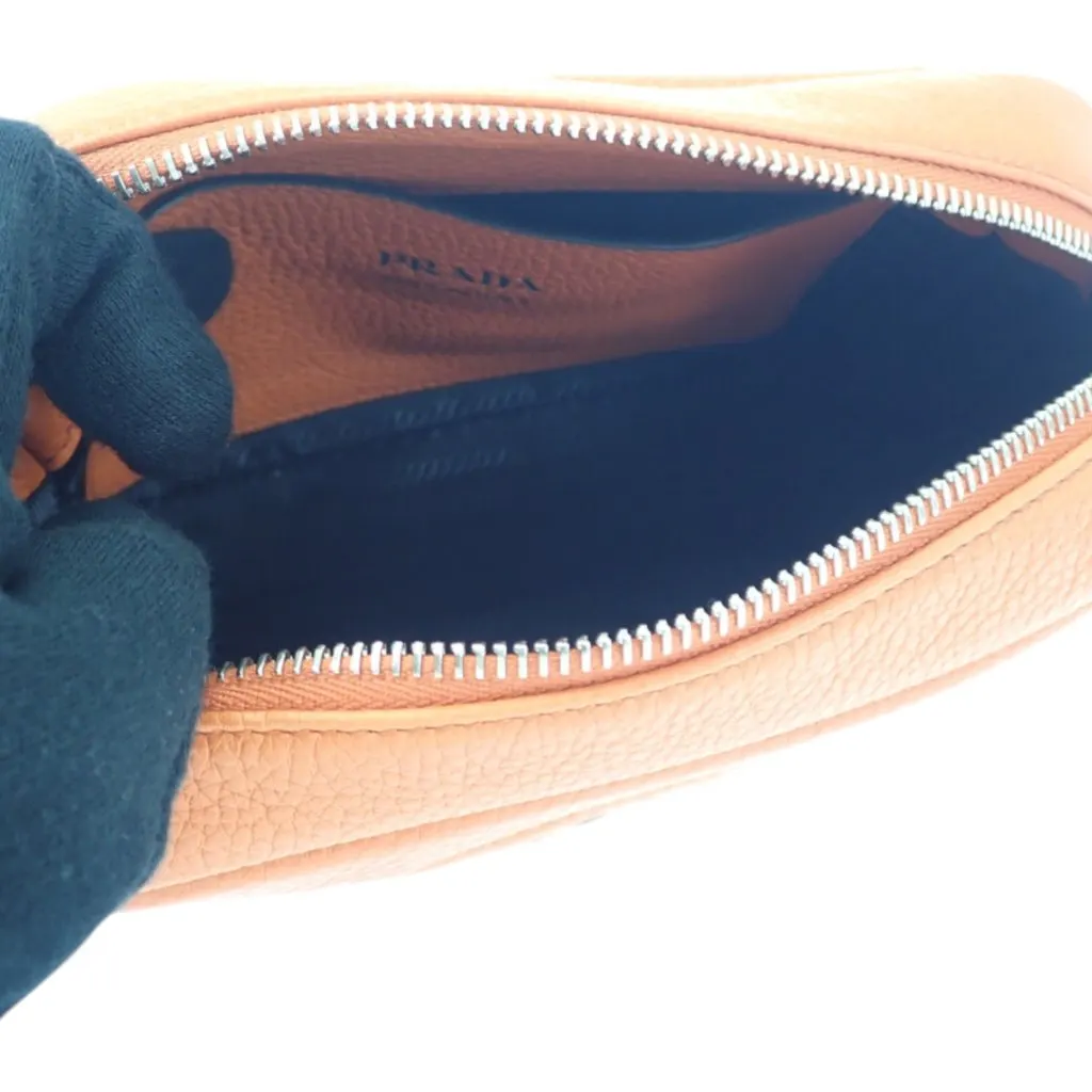 Prada Vitello Daino Soft Crossbody Orange Leather Very good - Model View
