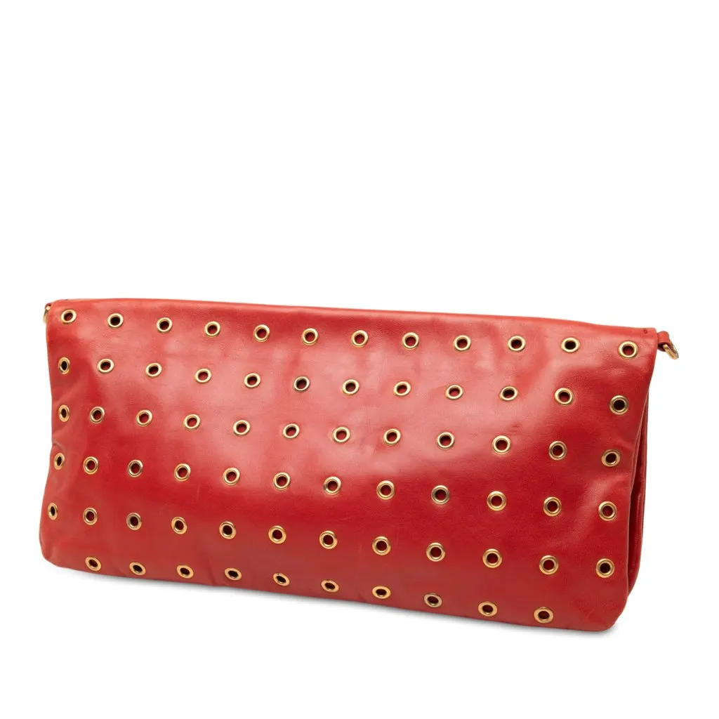 Prada Nappa Grommet Shoulder Bag Red Leather Very good - Back View