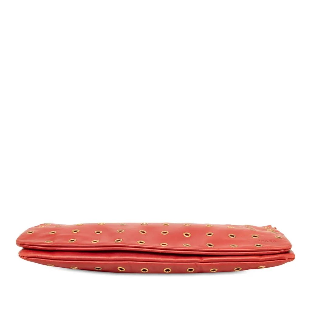 Prada Nappa Grommet Shoulder Bag Red Leather Very good - Inside View