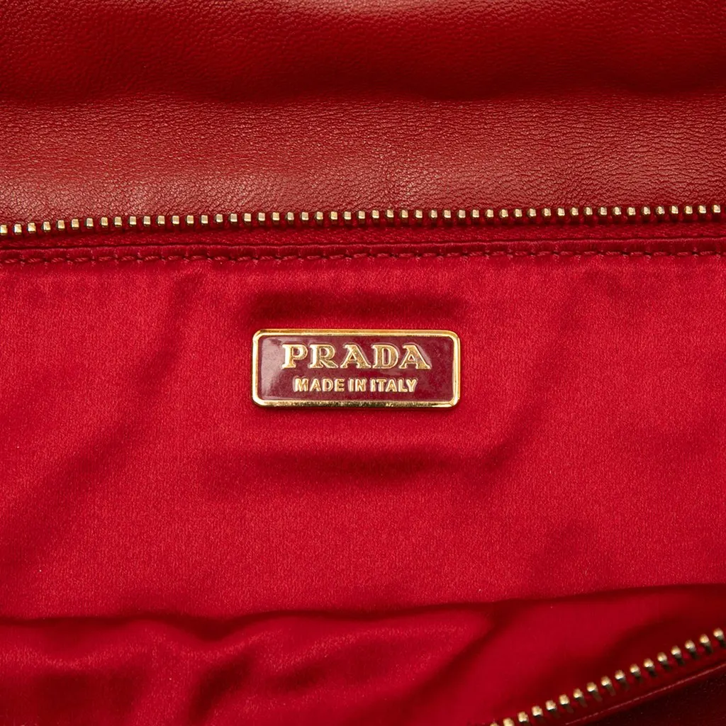 Prada Nappa Grommet Shoulder Bag Red Leather Very good - Box View