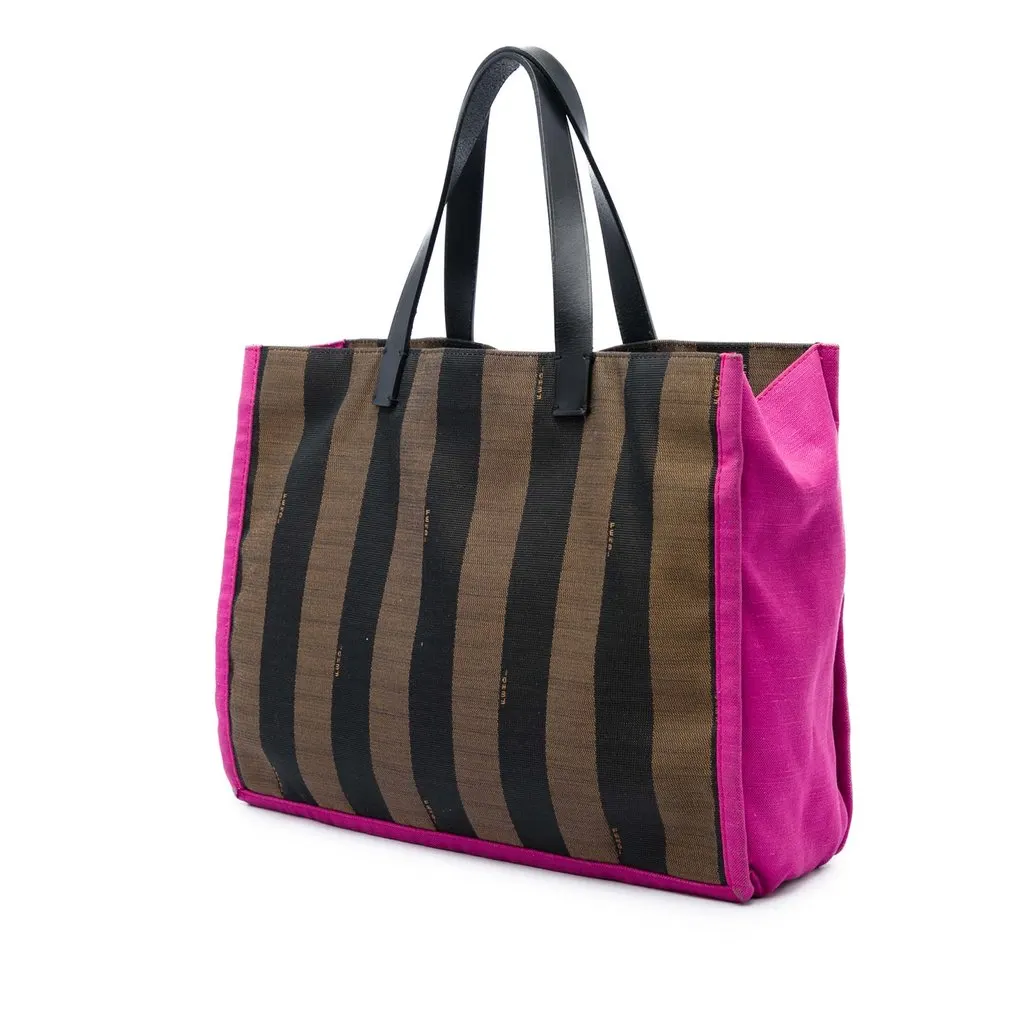 Fendi Pequin Canvas Simply Shopping Tote Brown Canvas Good - Back View