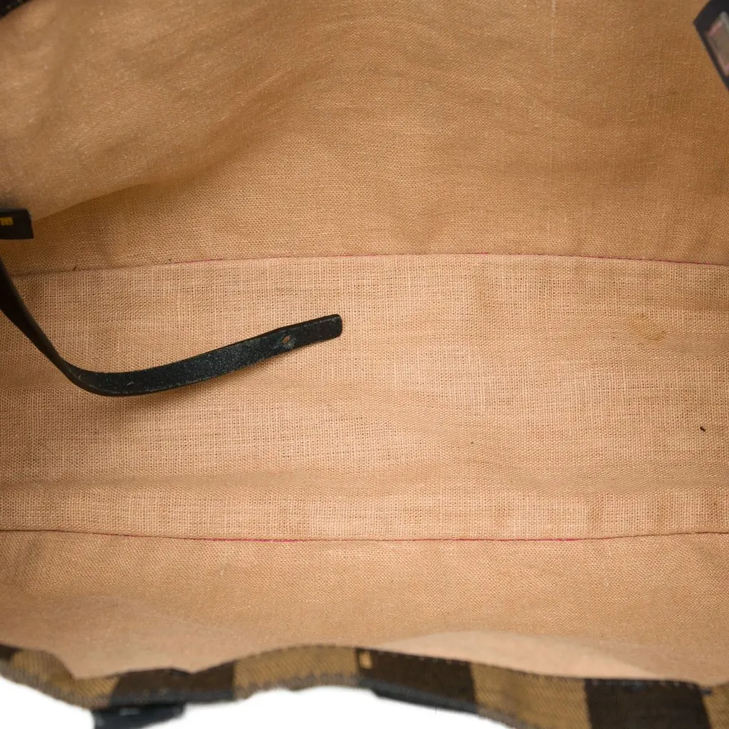 Fendi Pequin Canvas Simply Shopping Tote Brown Canvas Good - Model View