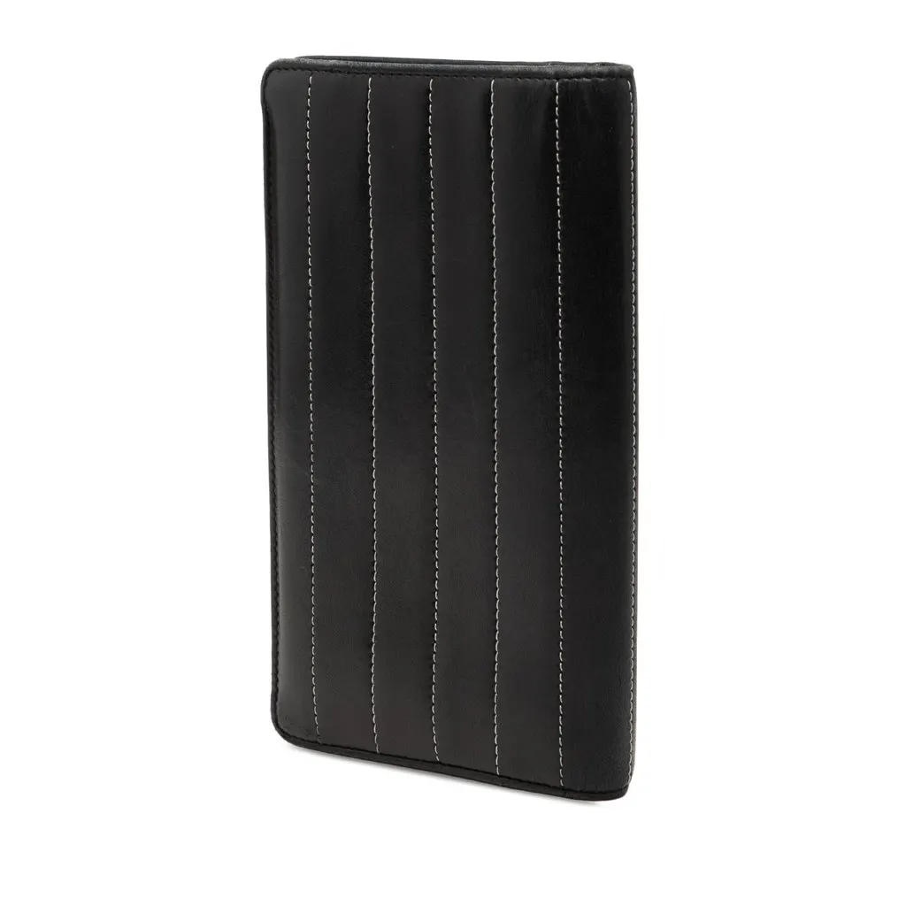 Chanel Lambskin Vertical Quilted Mademoiselle Yen Wallet Black Leather Very good - Back View