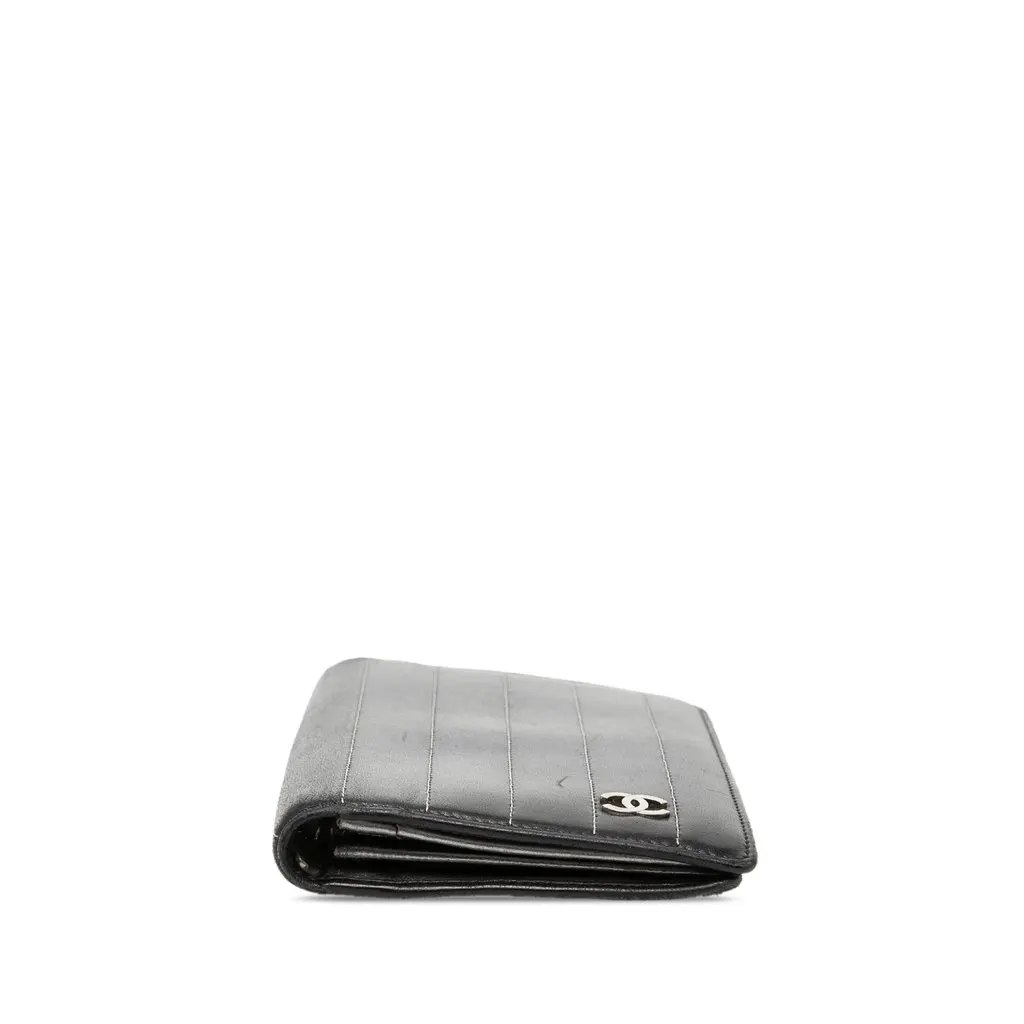 Chanel Lambskin Vertical Quilted Mademoiselle Yen Wallet Black Leather Very good - Inside View