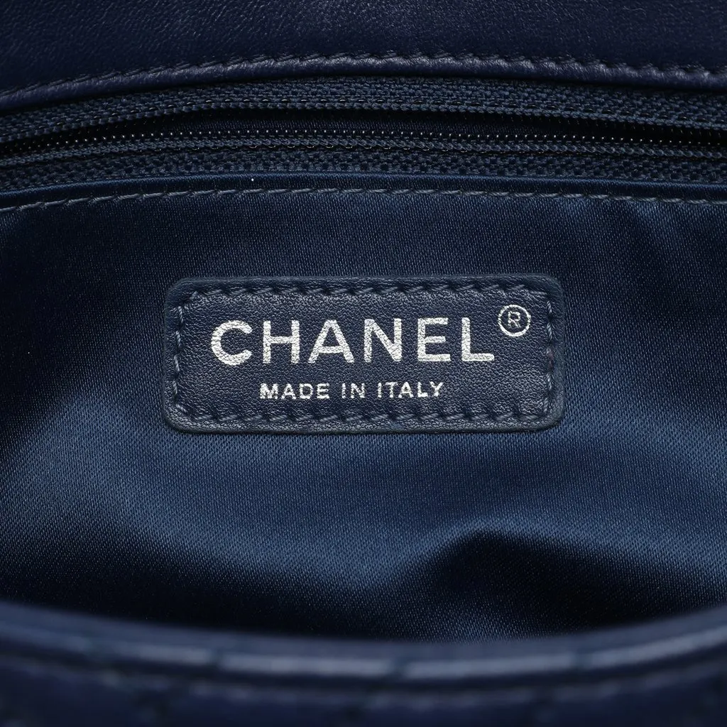 Chanel Medium Lambskin CC Crossing Flap Blue Leather Very good - Box View