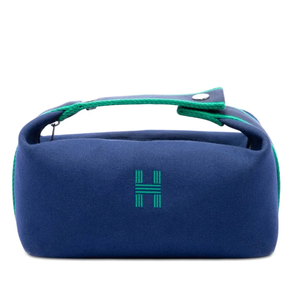 Hermès Small Toile Bride A Brac Case Blue Very good - Front View