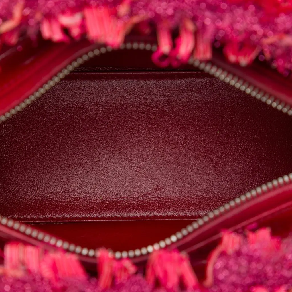 Dior Medium Tweed Fringe Rhinestone Lady Dior Red Tweed Good - Model View