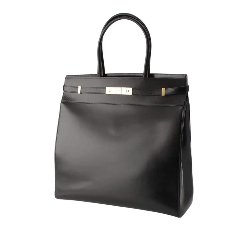 Saint Laurent Smooth Calfskin Manhattan North South Shopper Tote Black Leather Very good - Back View