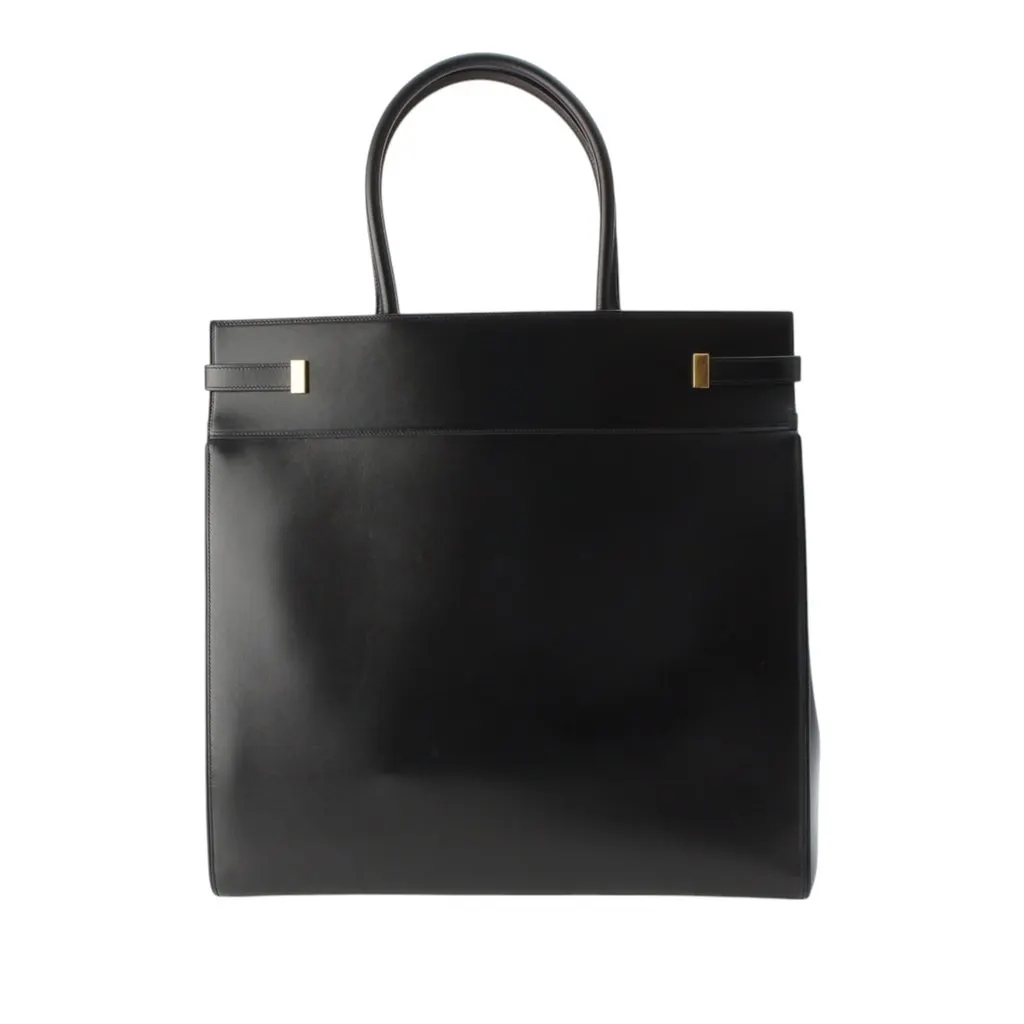 Saint Laurent Smooth Calfskin Manhattan North South Shopper Tote Black Leather Very good - Model View