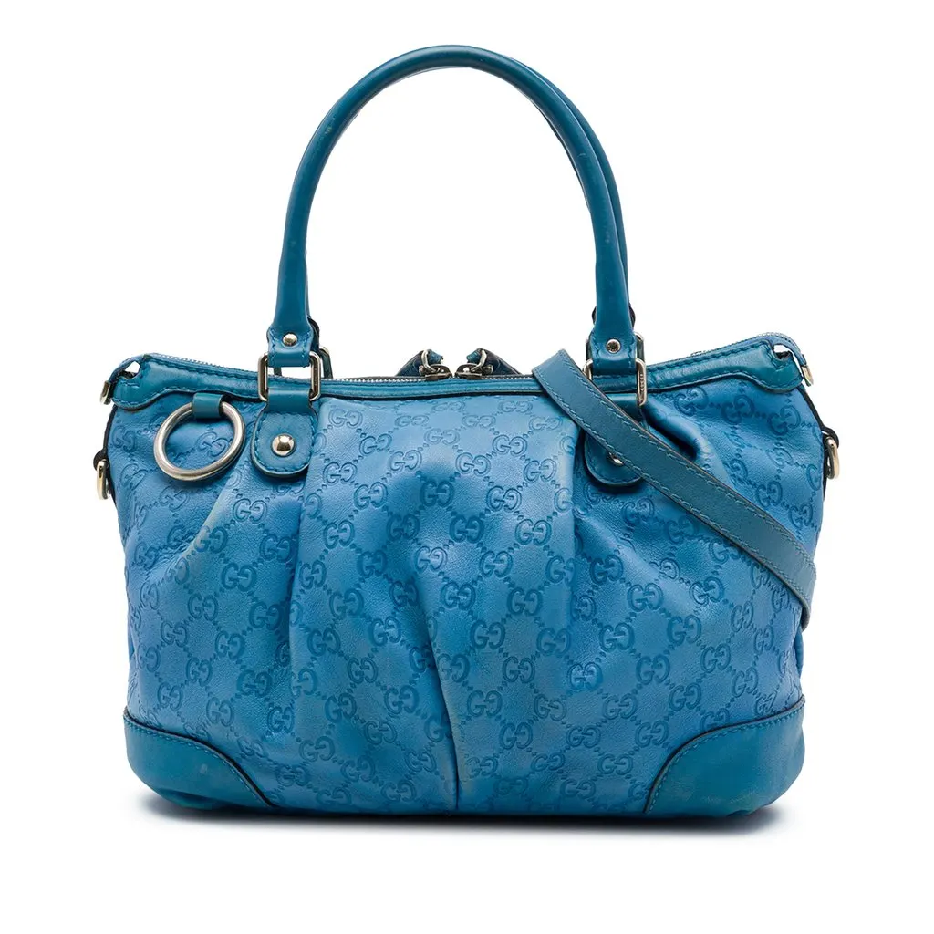Gucci Guccissima Sukey Satchel Blue Leather Very good - Front View