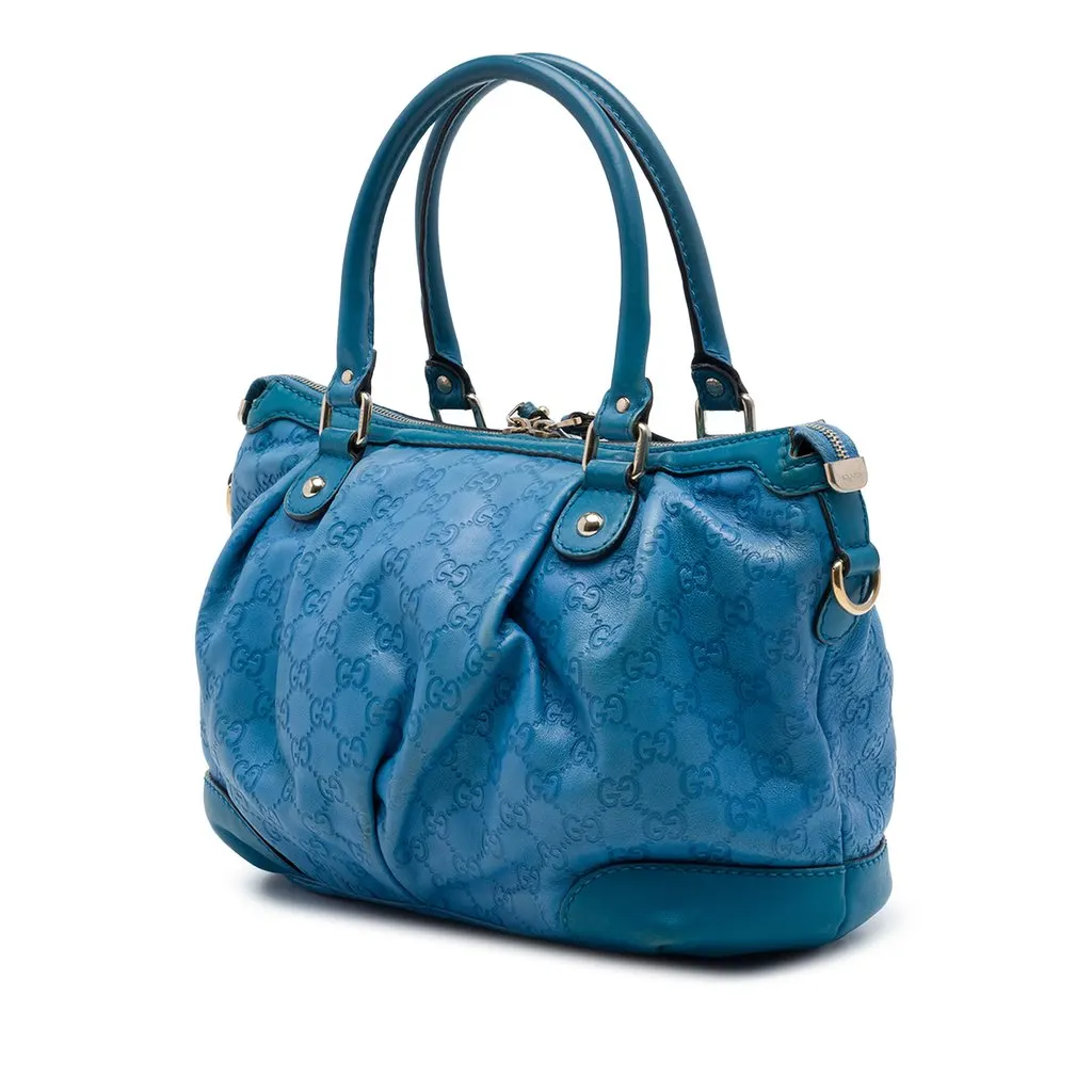 Gucci Guccissima Sukey Satchel Blue Leather Very good - Back View