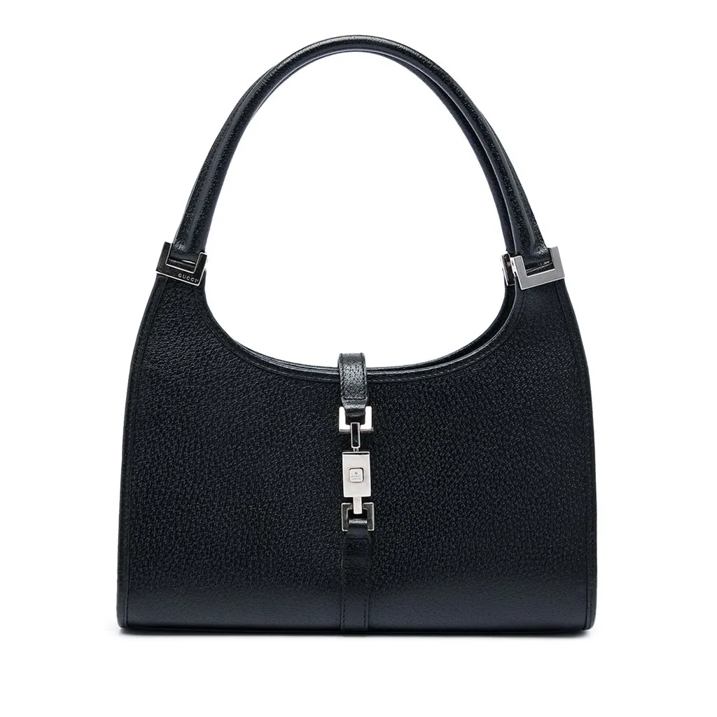 Gucci Calfskin Jackie Bardot Handbag Black Leather Very good - Front View
