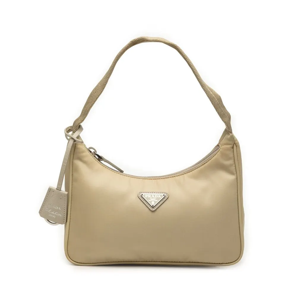 Prada Mini Tessuto Re Edition 2000 Shoulder Bag Beige Very good - Front View