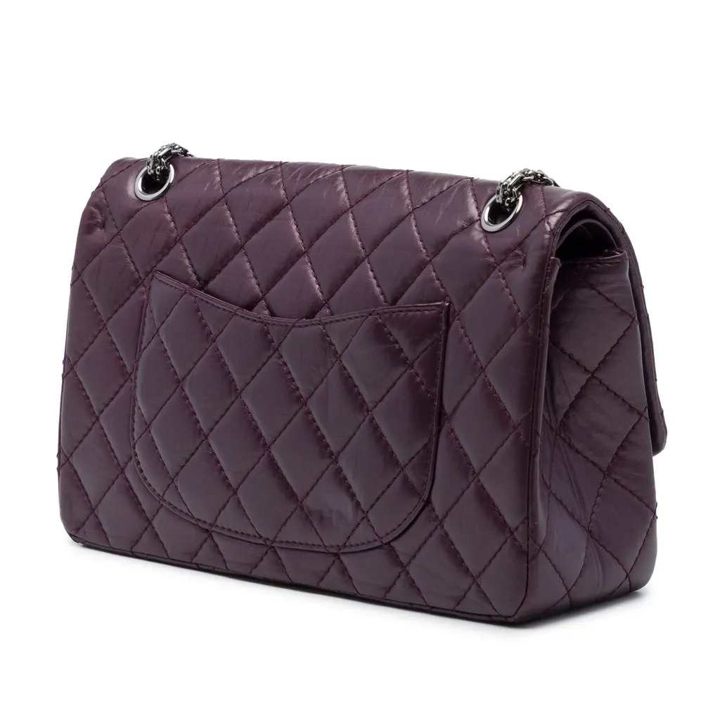 Chanel Quilted Metallic Aged Calfskin Reissue 2.55 Double Flap 226 Purple Leather Very good - Back View