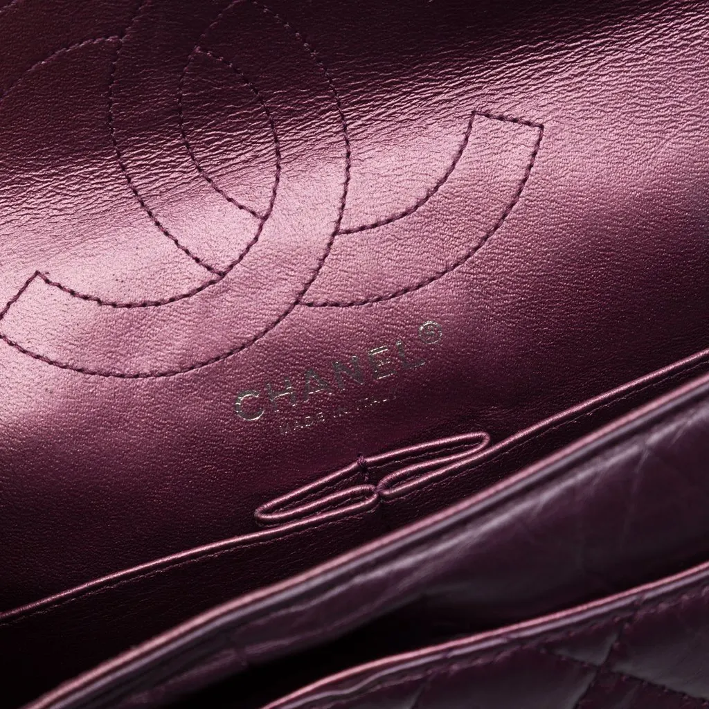 Chanel Quilted Metallic Aged Calfskin Reissue 2.55 Double Flap 226 Purple Leather Very good - Box View