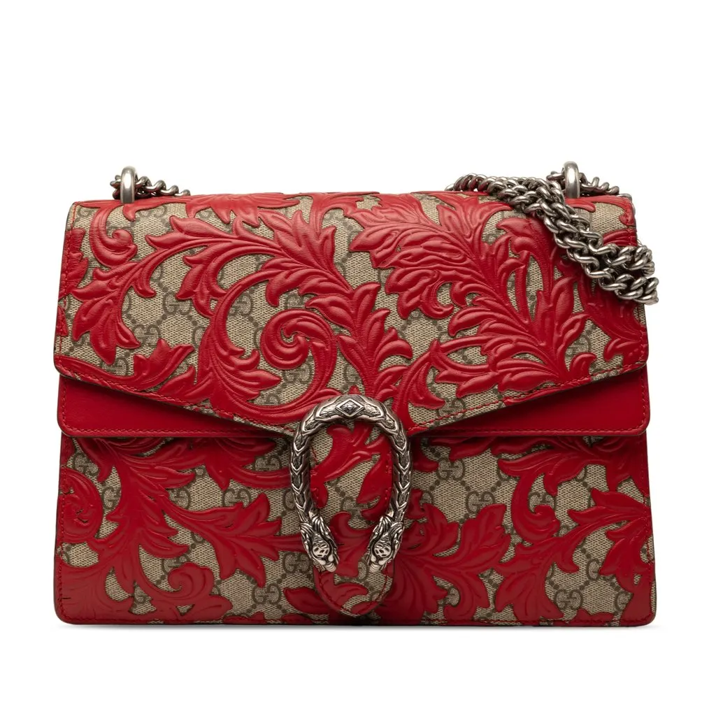 Gucci Medium GG Supreme Arabesque Dionysus Shoulder Bag Red Very good - Front View