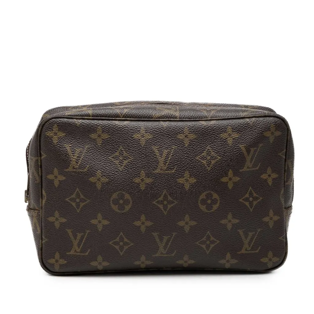 Louis Vuitton Monogram Macassar Toilet Pouch GM Brown Very good - Front View