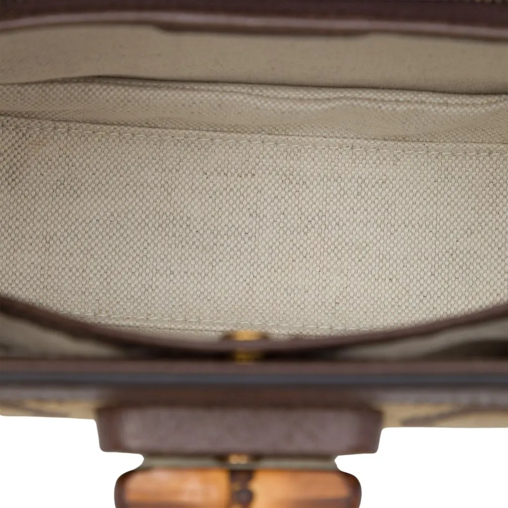 Gucci Small Jumbo GG Canvas Web Bamboo 1947 Top Handle Bag Beige Canvas Very good - Model View