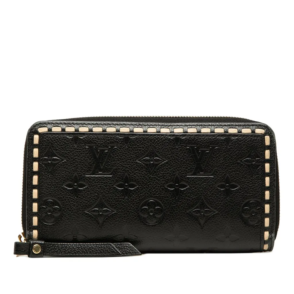 Louis Vuitton Monogram Empreinte Whipstitch Zippy Wallet Black Leather Very good - Front View