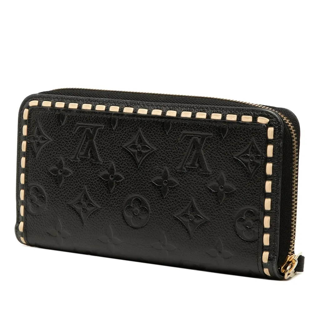 Louis Vuitton Monogram Empreinte Whipstitch Zippy Wallet Black Leather Very good - Back View