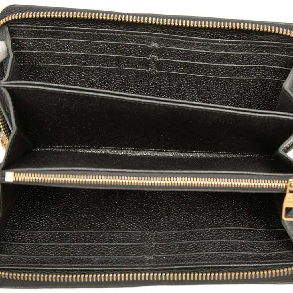 Louis Vuitton Monogram Empreinte Whipstitch Zippy Wallet Black Leather Very good - Model View