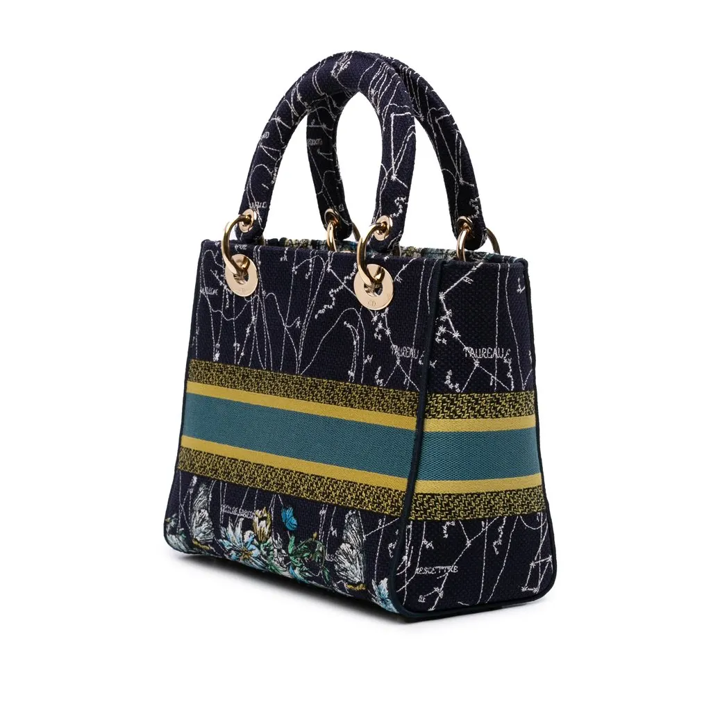 Dior Medium Embroidered Canvas Zodiac Lady D Lite Blue Very good - Back View