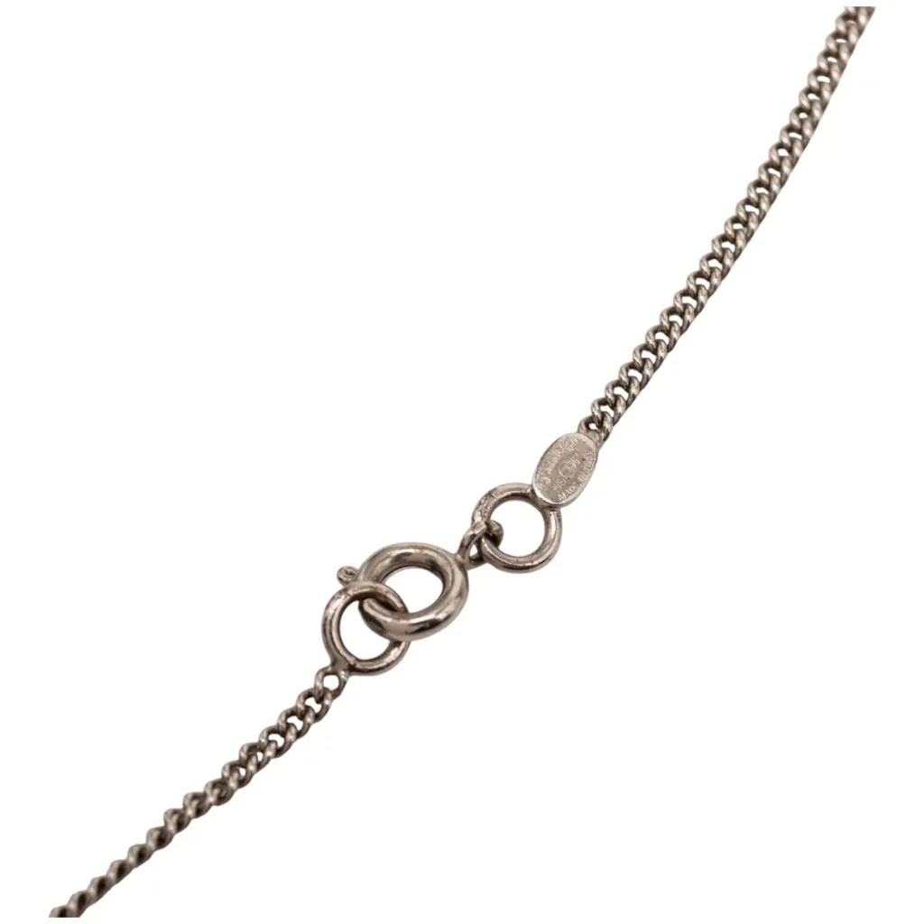Chanel CC Brass Strass Pendant Necklace Silver Metal Very good - Model View