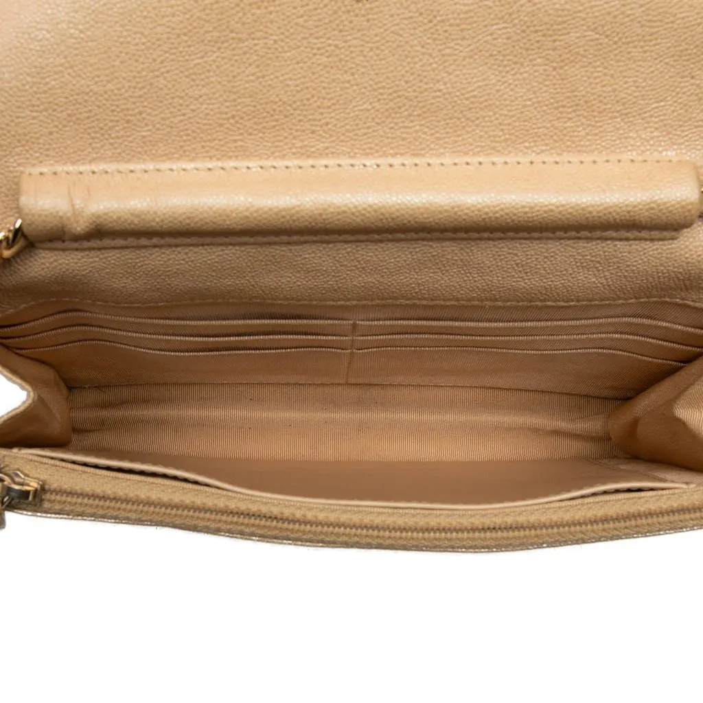 Chanel CC Quilted Caviar Wallet on Chain Beige Leather Very good - Model View