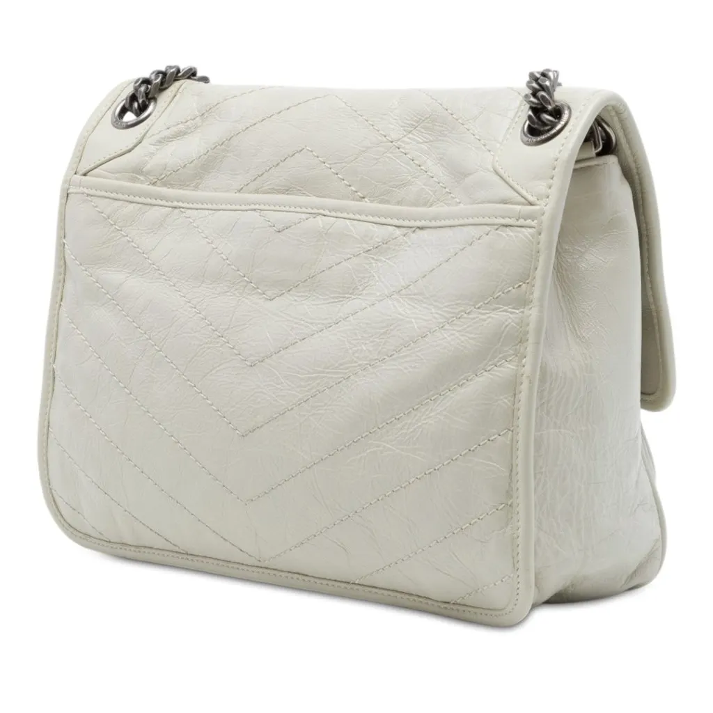 Saint Laurent Medium Crinkled Calfskin Niki White Leather Very good - Back View