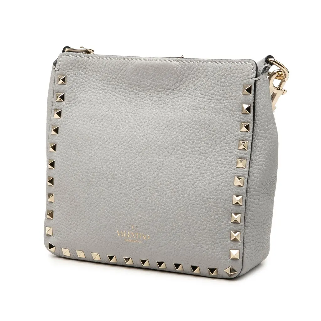 Valentino Mini Pebbled Calfskin Rockstud Flip Lock Messenger Bag MultiColor Leather Very good - Back View
