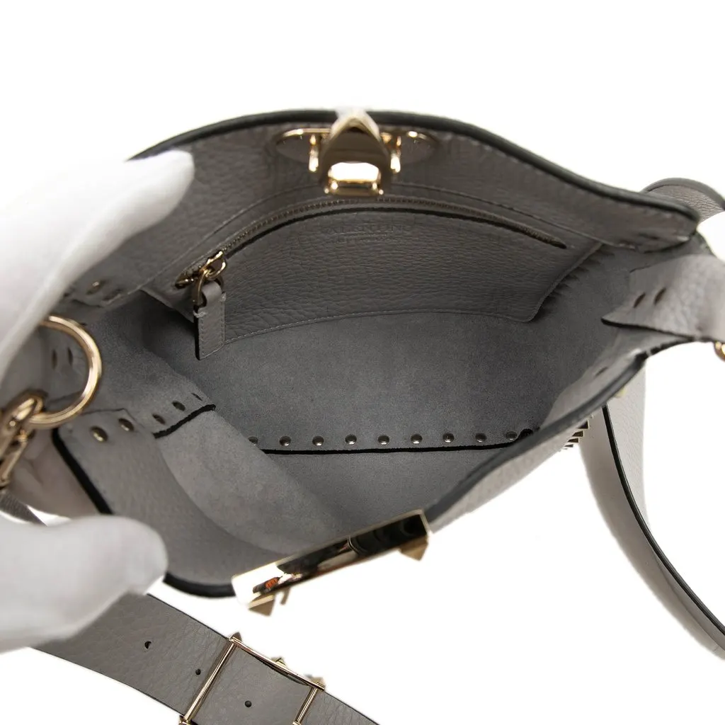 Valentino Mini Pebbled Calfskin Rockstud Flip Lock Messenger Bag MultiColor Leather Very good - Model View