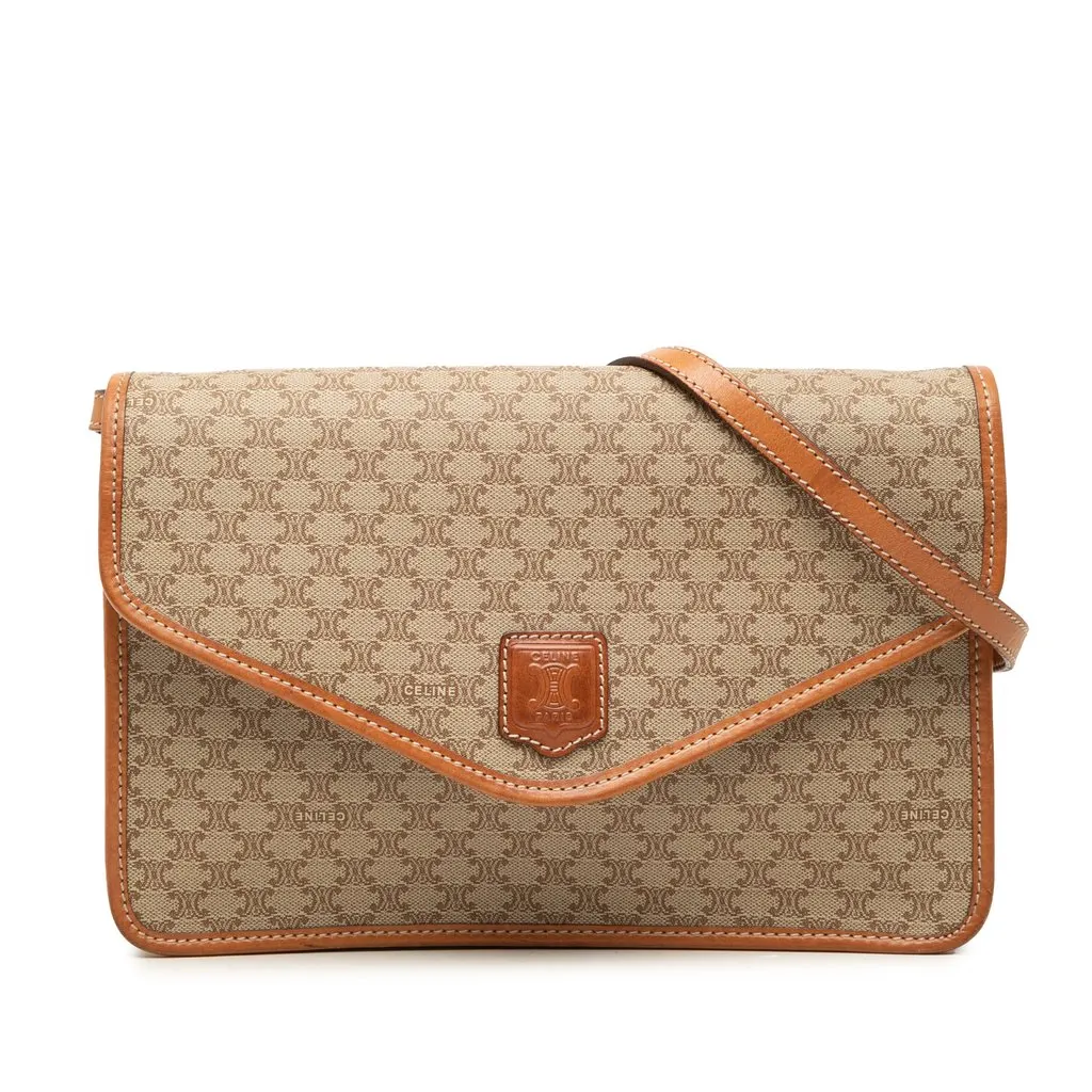 Celine Macadam Coated Canvas Crossbody Beige Canvas Very good - Front View