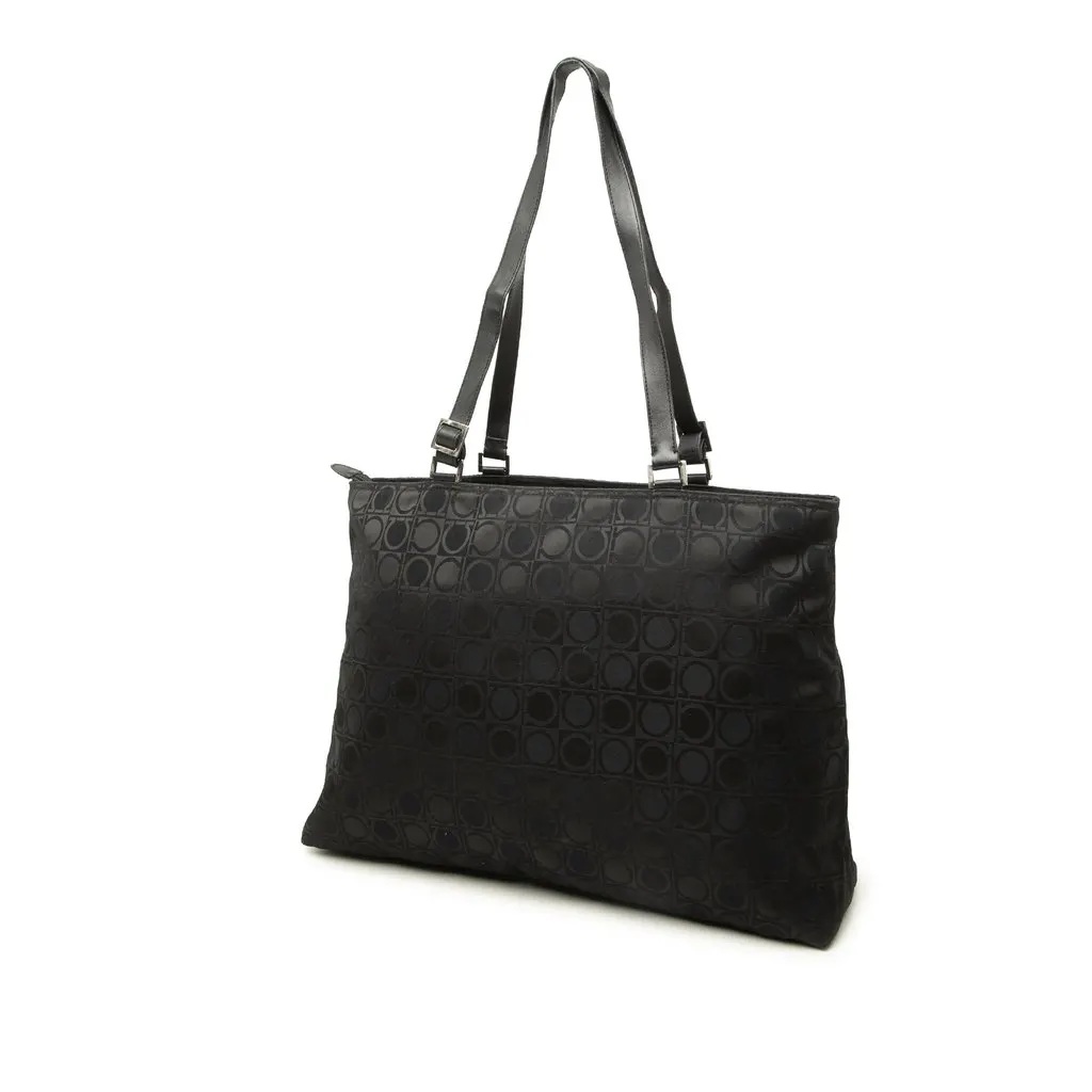 Salvatore Ferragamo Gancini Nylon Tote Black Polyamide Very good - Back View