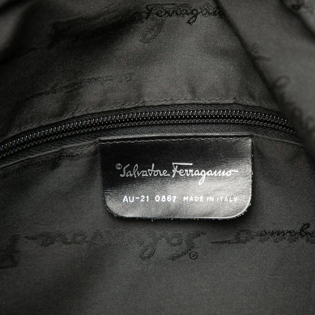 Salvatore Ferragamo Gancini Nylon Tote Black Polyamide Very good - Box View