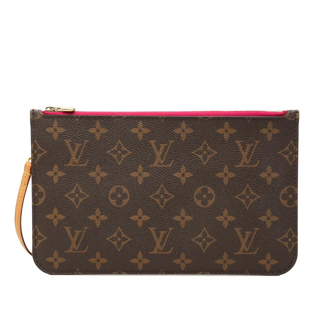 Louis Vuitton Monogram Neverfull MM Pouch Brown Canvas Very good - Front View