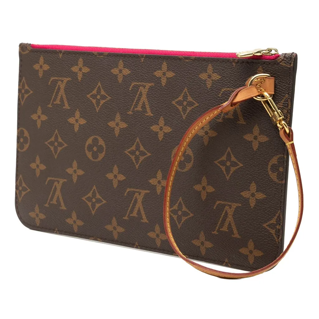 Louis Vuitton Monogram Neverfull MM Pouch Brown Canvas Very good - Back View