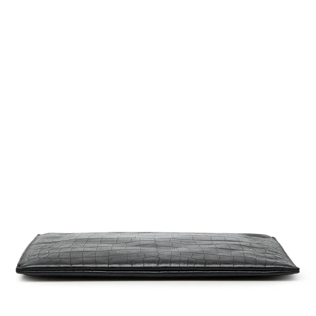 Saint Laurent Croc Embossed Leather Monogram Document Holder Black Leather Very good - Inside View