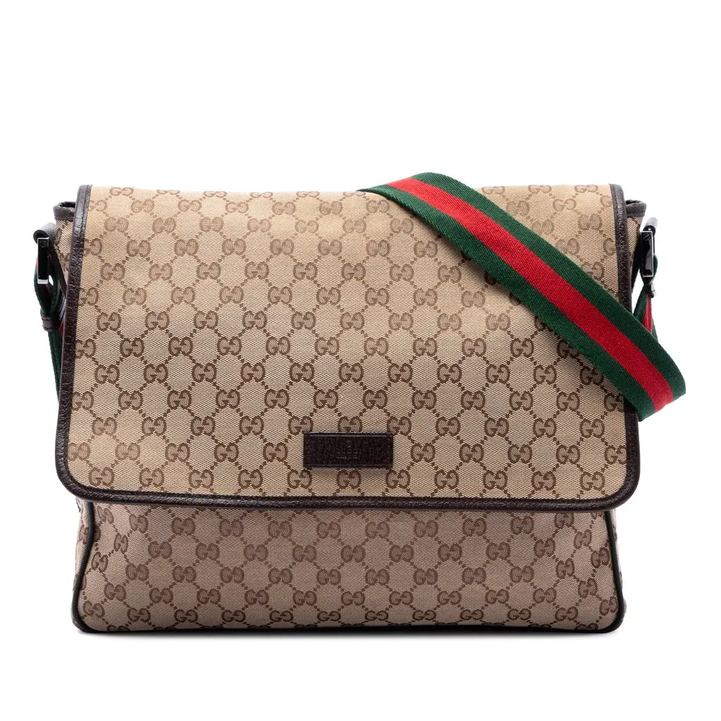 Gucci GG Canvas Web Flap Messenger Bag