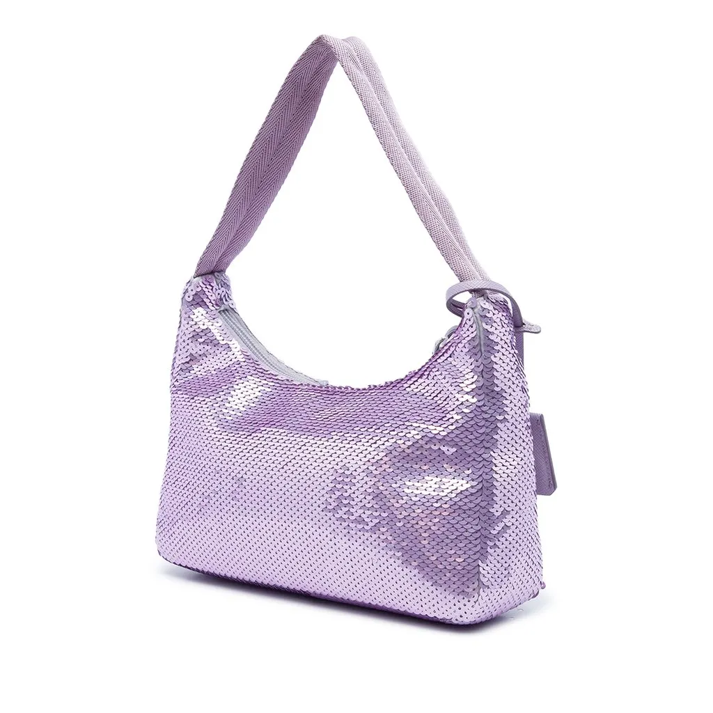 Prada Mini Re Nylon Paillettes Sequin Re Edition 2000 Shoulder Bag Purple Polyamide Very good - Back View