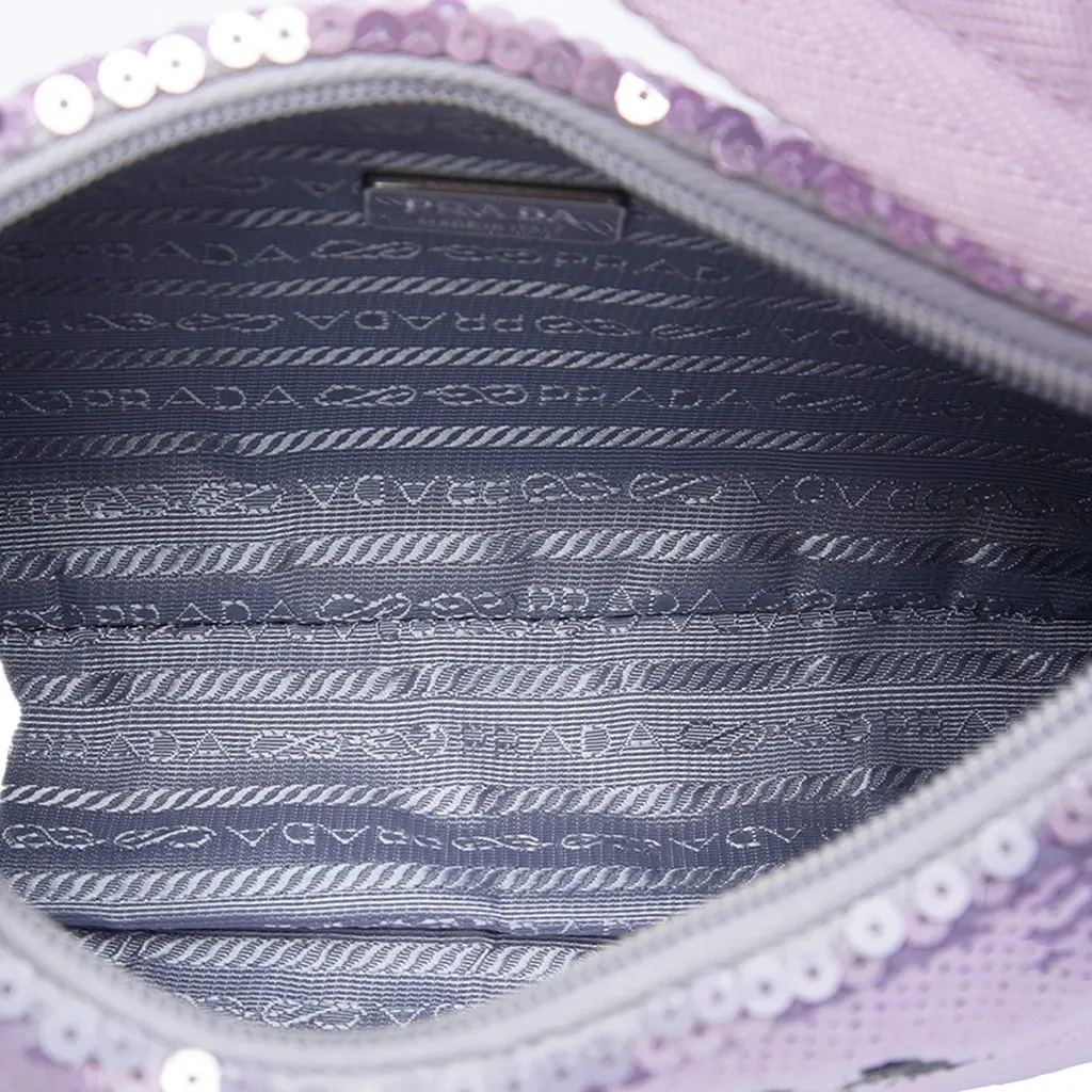 Prada Mini Re Nylon Paillettes Sequin Re Edition 2000 Shoulder Bag Purple Polyamide Very good - Model View
