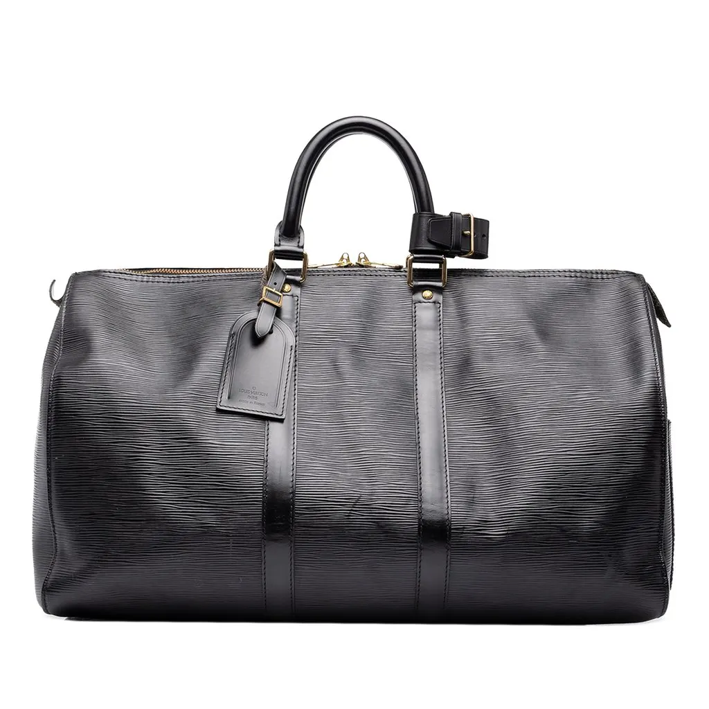 Louis Vuitton Epi Keepall 45 Black Leather Good - Front View