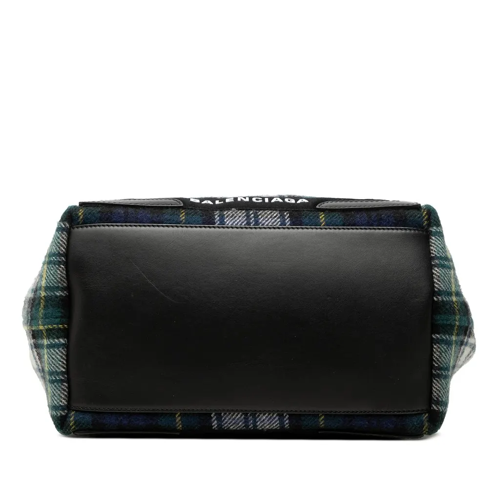 Balenciaga Plaid Wool Navy Cabas S Green Wool Very good - Inside View