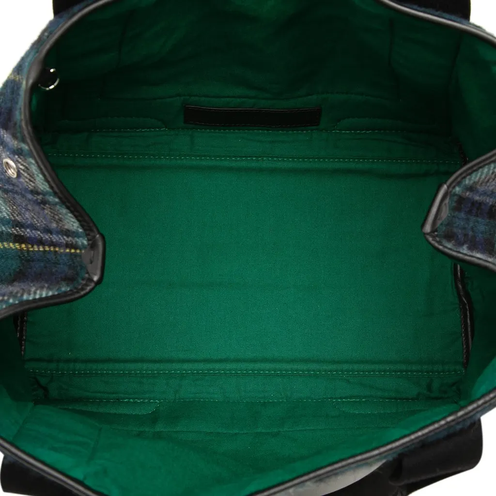 Balenciaga Plaid Wool Navy Cabas S Green Wool Very good - Model View