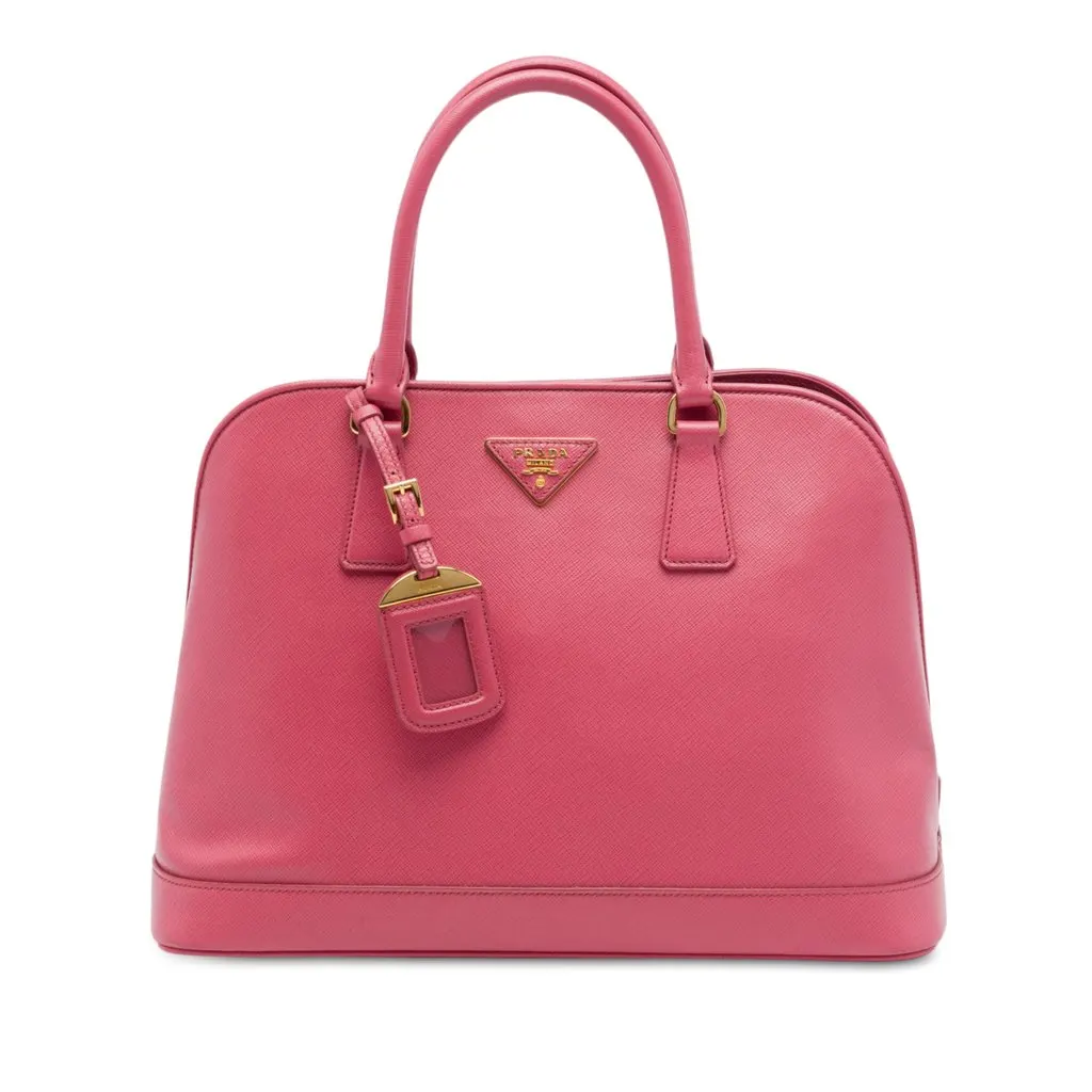 Prada Large Saffiano Lux Open Promenade Satchel Pink Leather Very good - Front View