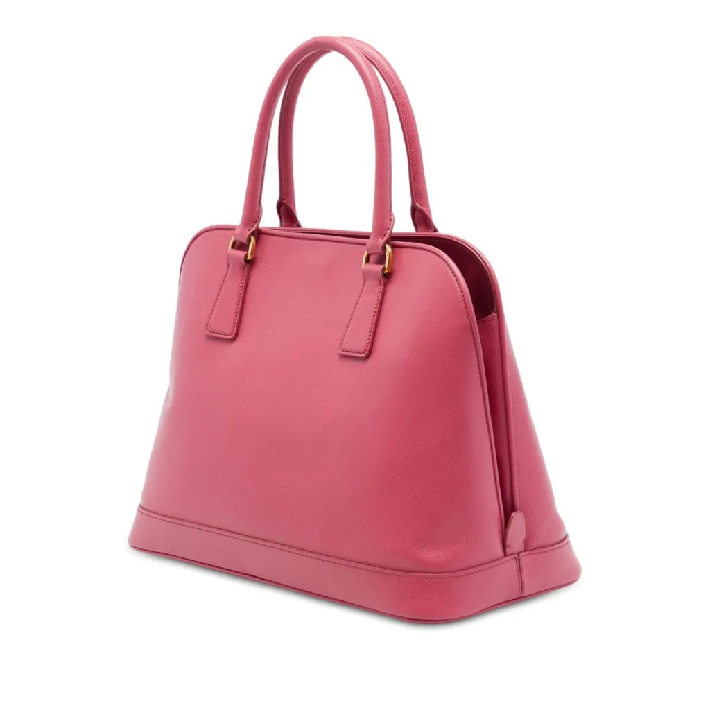 Prada Large Saffiano Lux Open Promenade Satchel Pink Leather Very good - Back View