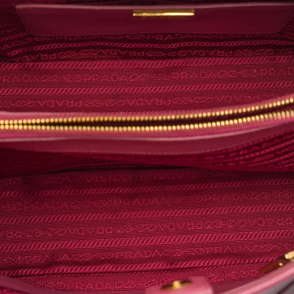 Prada Large Saffiano Lux Open Promenade Satchel Pink Leather Very good - Model View