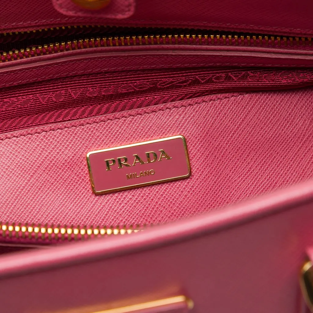 Prada Large Saffiano Lux Open Promenade Satchel Pink Leather Very good - Box View