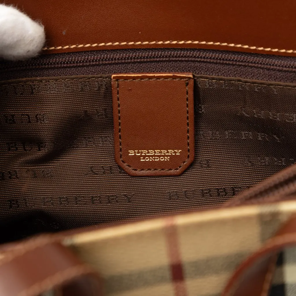 Burberry Mini Haymarket Check Coated Canvas Tote Beige Very good - Box View