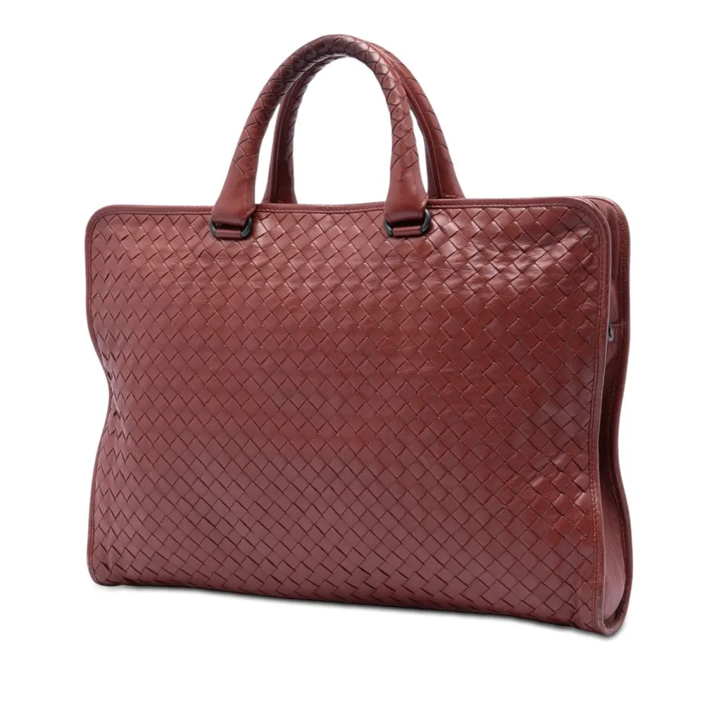 Bottega Veneta Nappa Intrecciato Business Bag Red Leather Very good - Back View