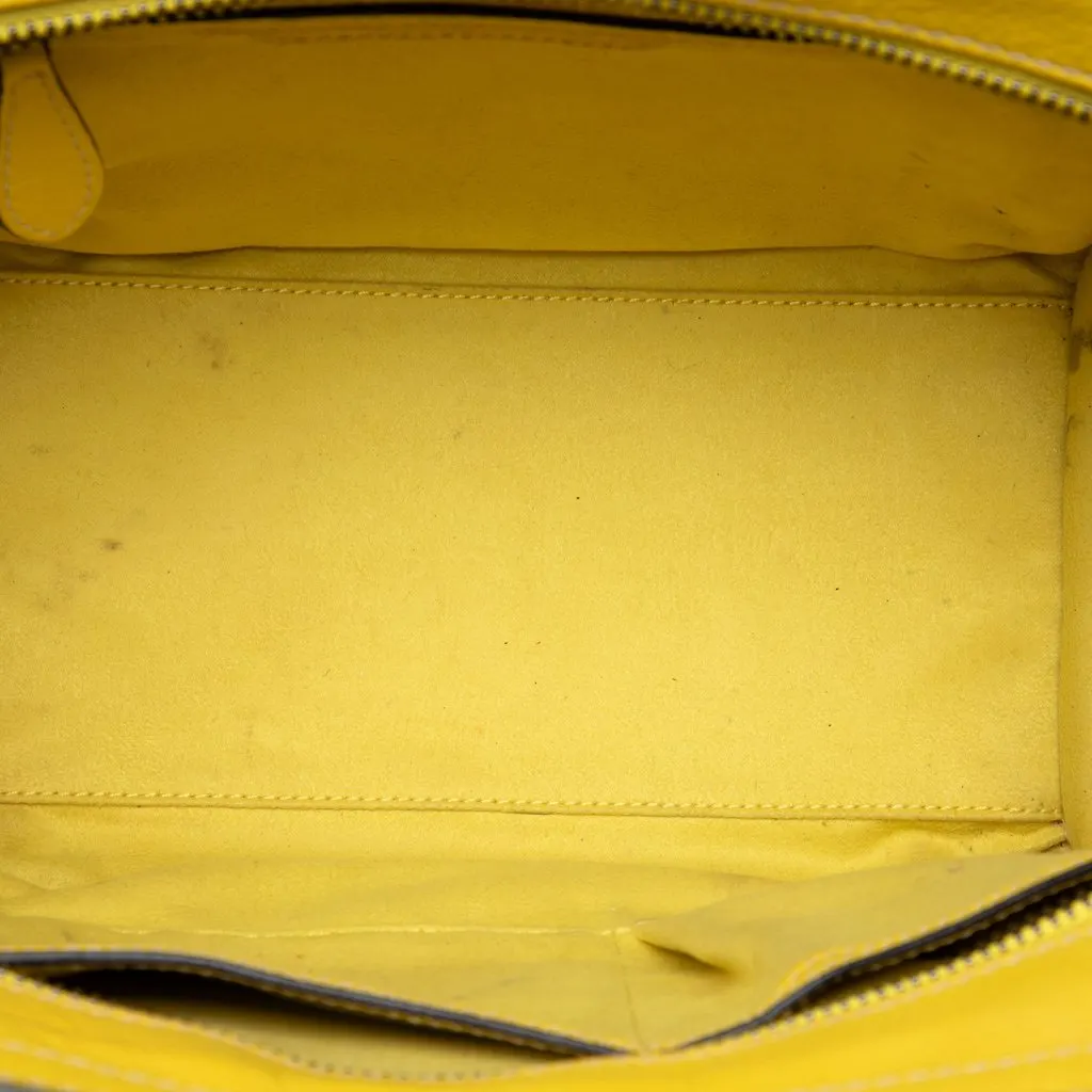 Celine Micro Drummed Calfskin Luggage Tote Yellow Leather Good - Model View